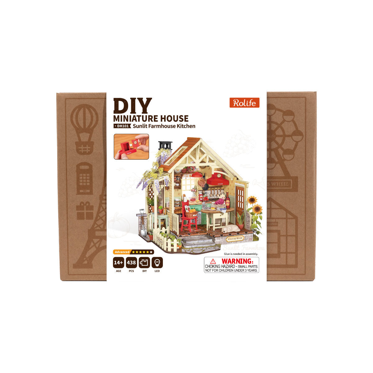 Rolife Sunlit Farmhouse Kitchen DIY Miniature House Kit (DH101)