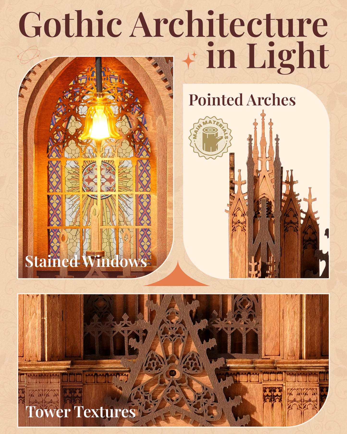 Rolife Twin-Tower Cathedral 3D Wooden Puzzle Kit (TGA01)