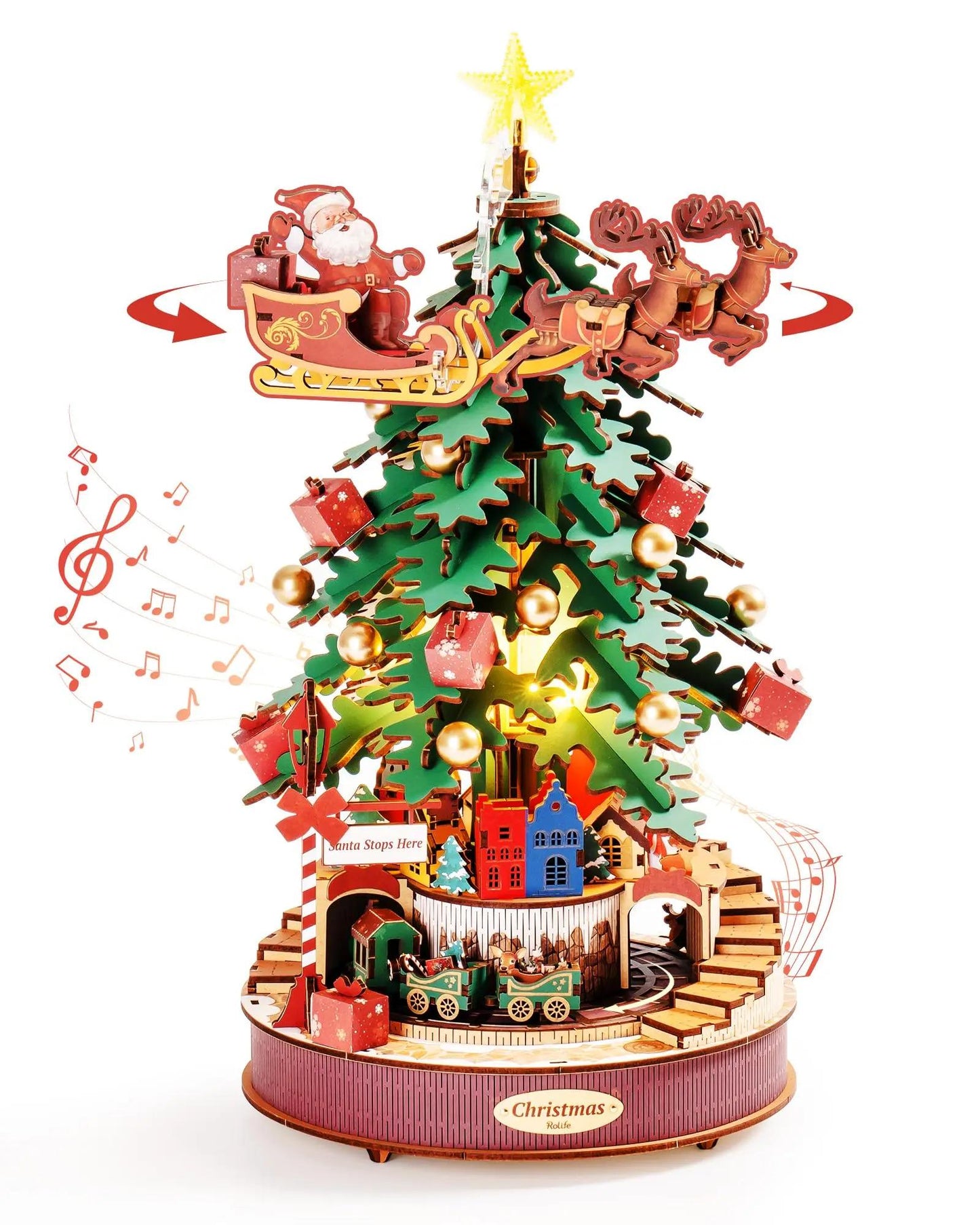 ROKR Rolife Christmas Melody Tree 3D Wooden Music Box Puzzle AMS01
