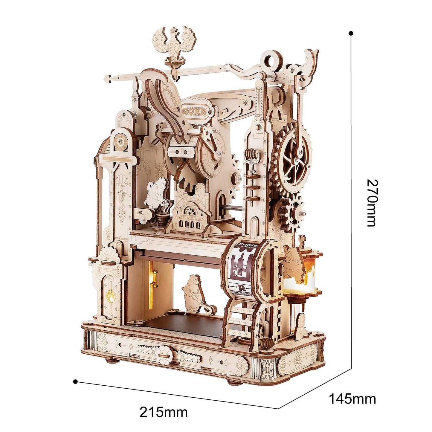 ROKR Classic Printing Press 3D Wooden Puzzle DIY STEM Model Kit LK602