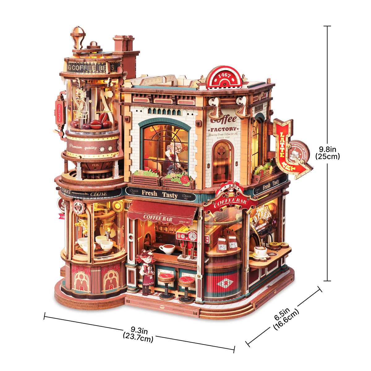 ROKR Dream Coffee Factory Wooden Music Box Mechanical 3D Puzzle EAB02