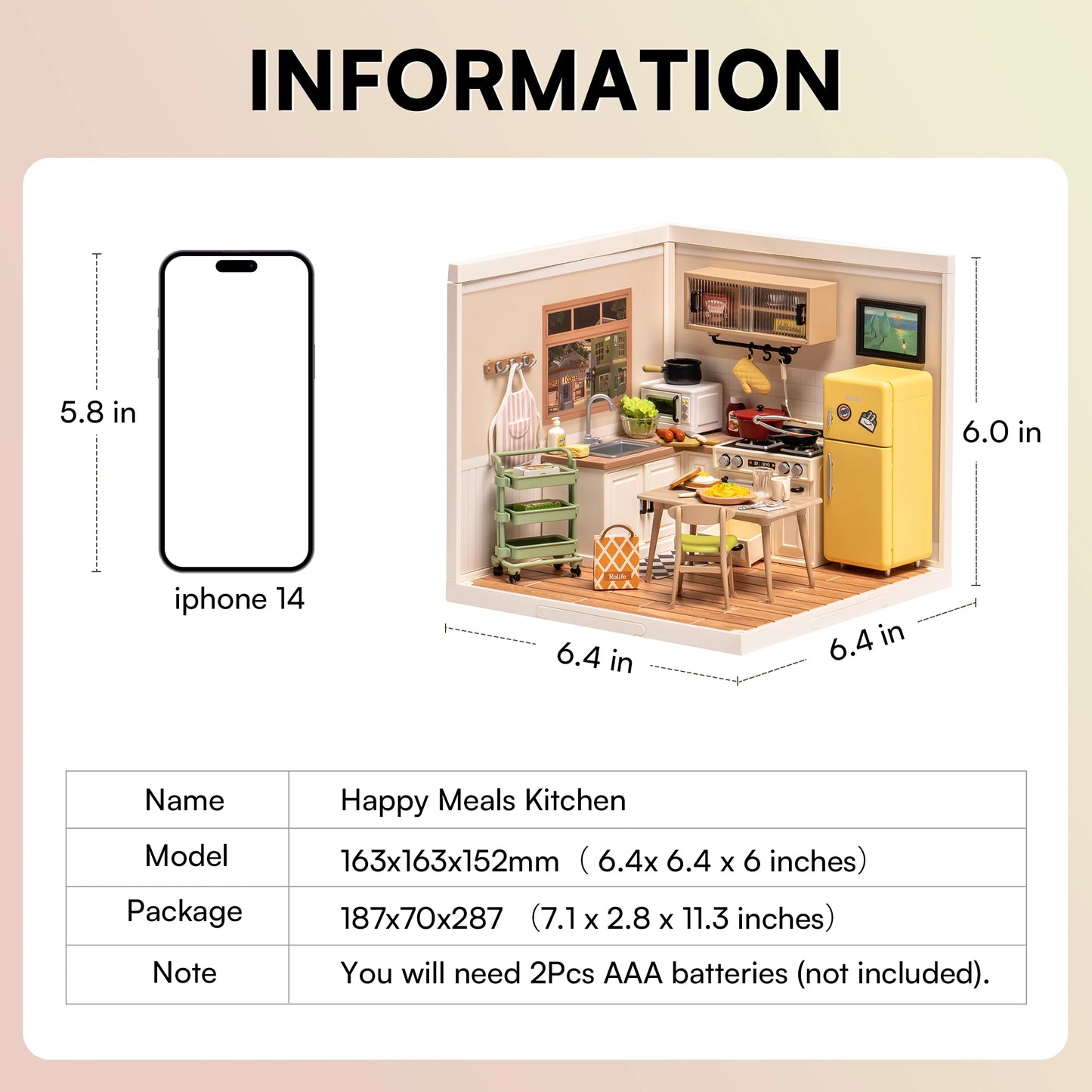 Robotime Rolife Super Store Series Happy Meals Kitchen DIY Miniature House Model Kit DW008