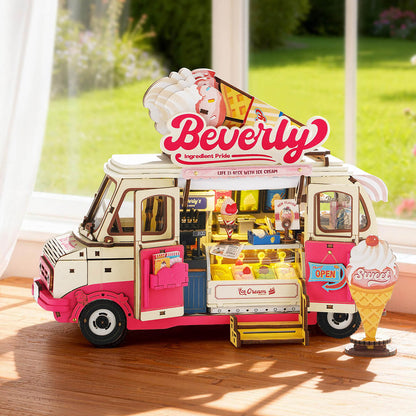 Rolife DIY Miniature House – Beverly’s Ice Cream Truck Wooden Puzzle Kit (TGS06)