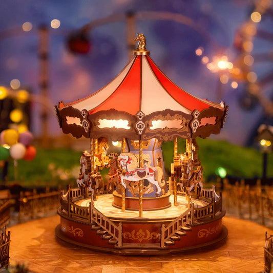 Rolife Classic Carousel 3D Wooden Model Kit with Lights & Music