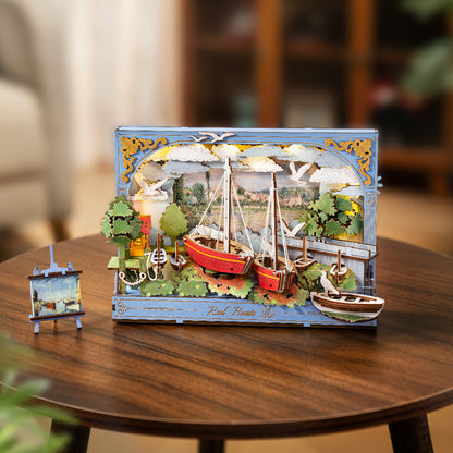 Rowood Red Boats Wall Art 3D Wooden Puzzle TH004