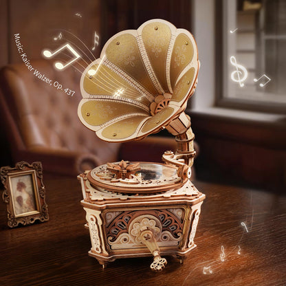 ROKR Diva Gramophone Wooden Music Box 3D Puzzle (AMK82)
