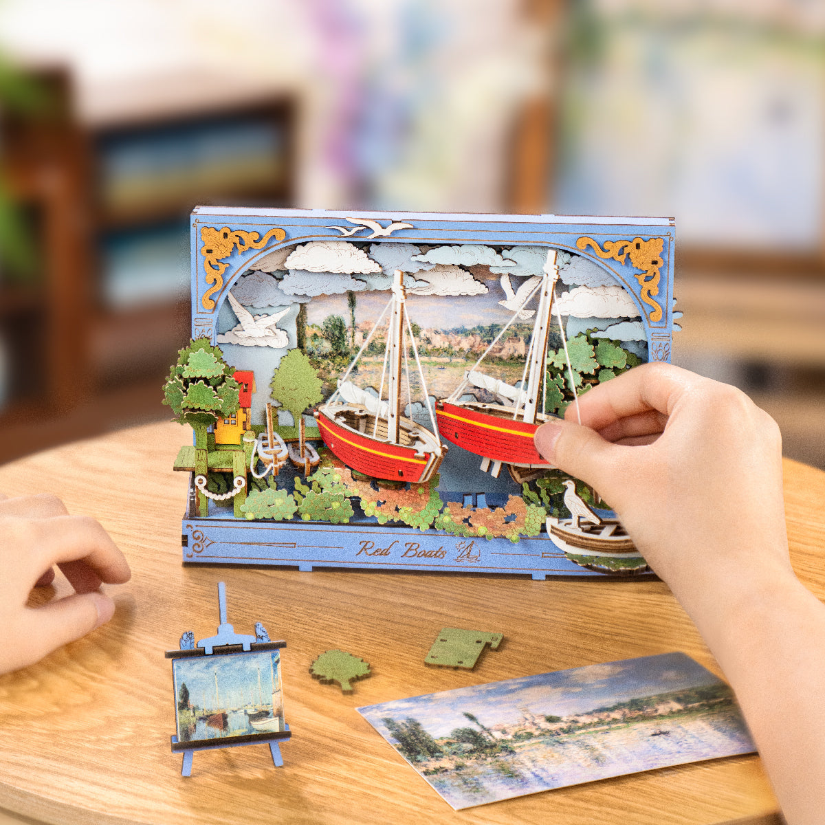 Rowood Red Boats Wall Art 3D Wooden Puzzle TH004