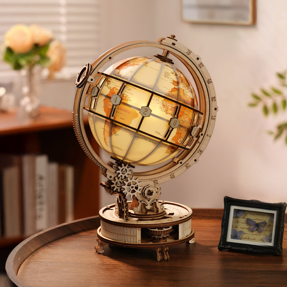 ROKR Luminous Globe 3D Wooden Puzzle Model Kit (ST003D)