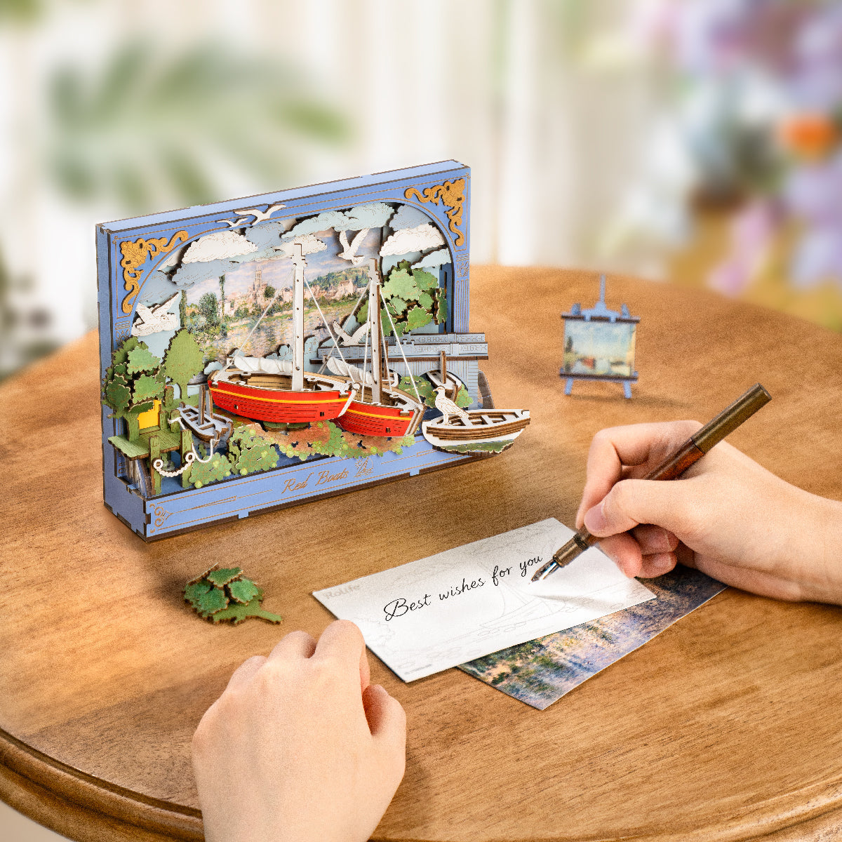 Rowood Red Boats Wall Art 3D Wooden Puzzle TH004