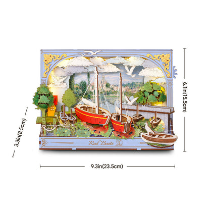 Rowood Red Boats Wall Art 3D Wooden Puzzle TH004