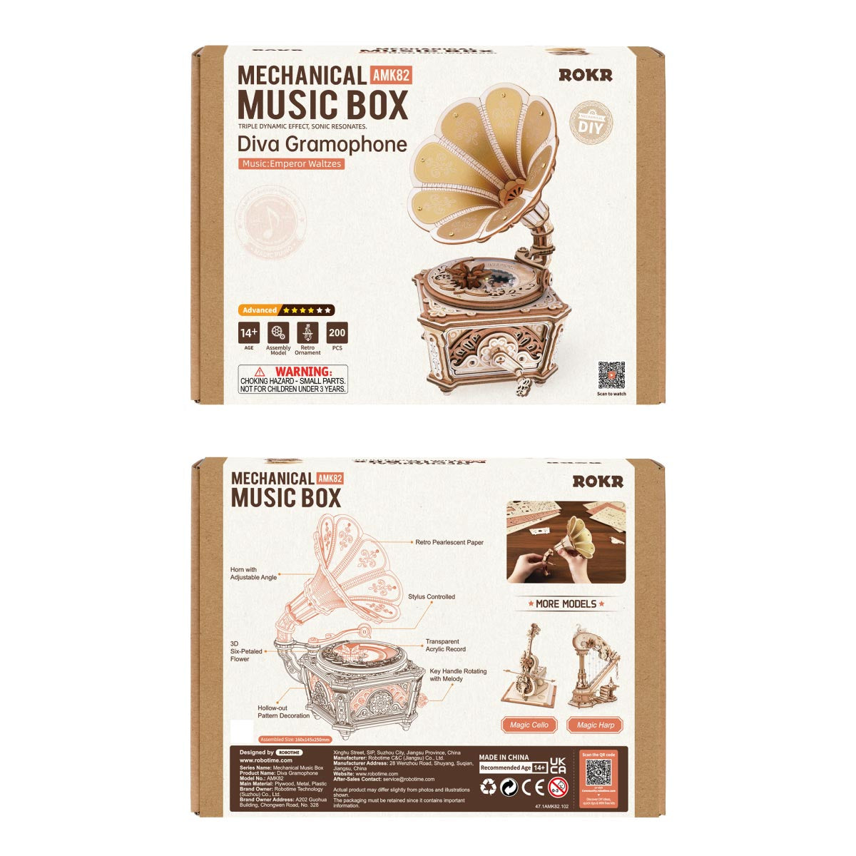 ROKR Diva Gramophone Wooden Music Box 3D Puzzle (AMK82)