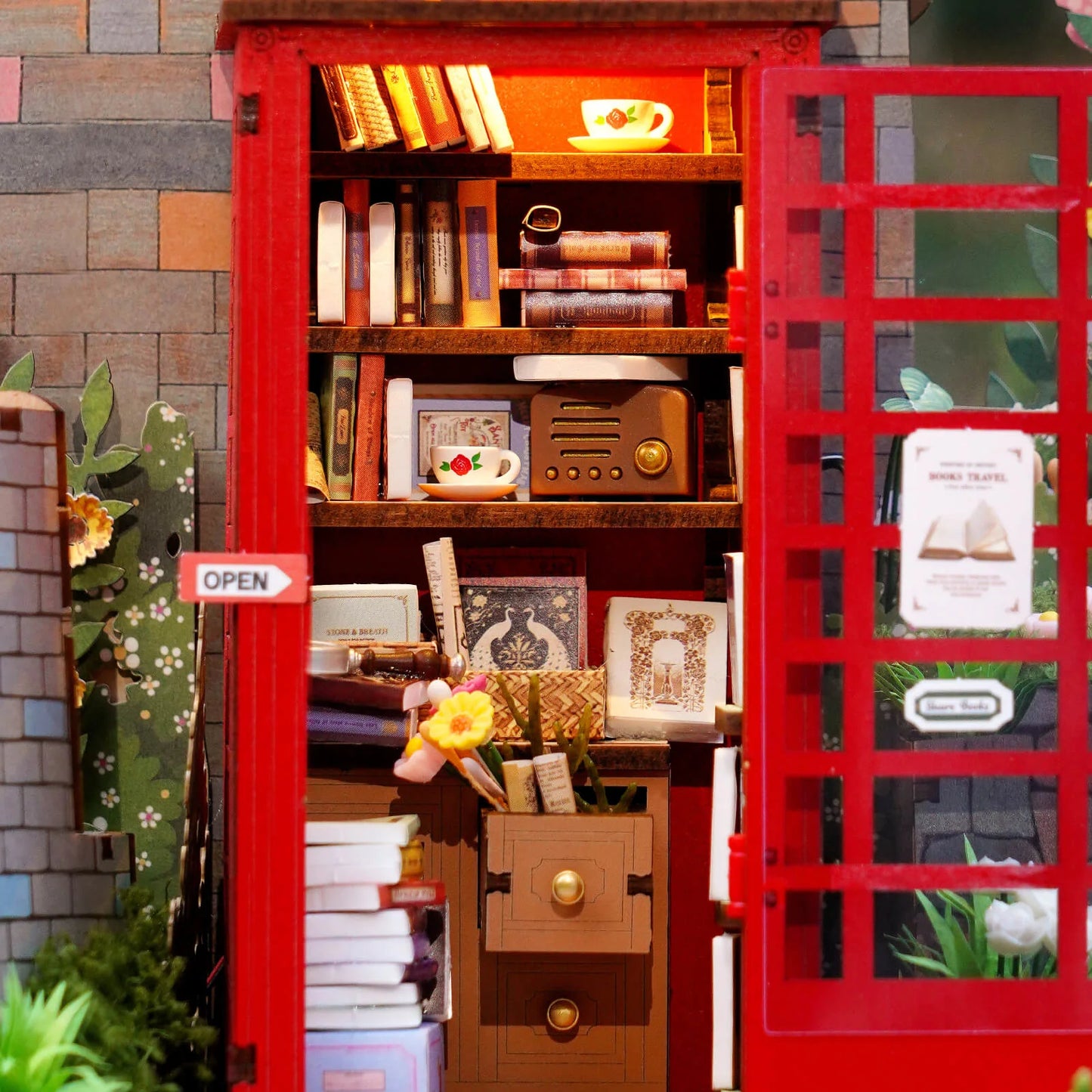 Rolife DIY Miniature House – Blossom Book Booth 3D Wooden Puzzle Kit (TGS05)