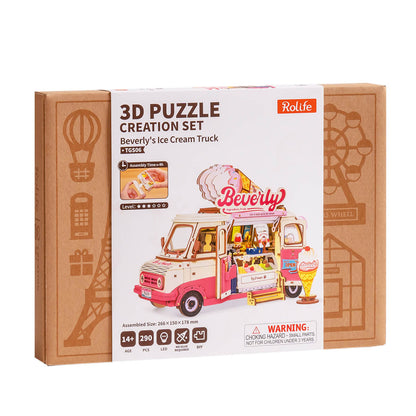 Rolife DIY Miniature House – Beverly’s Ice Cream Truck Wooden Puzzle Kit (TGS06)