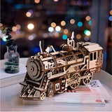 Locomotive 3D Wooden Puzzle Kit: Mechanical Gear Model, STEAM Toy