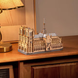 Notre Dame 3D Wooden Puzzle: Paris Cathedral DIY Gothic Model TG511