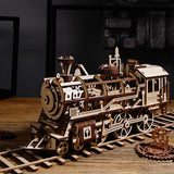 Locomotive 3D Wooden Puzzle Kit: Mechanical Gear Model, STEAM Toy