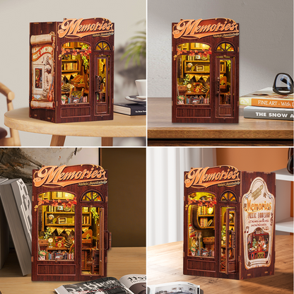 CUTEBEE DIY Book Nook Kit – Memories Music Bookshop Wooden Shelf Insert (SD04B-Y)
