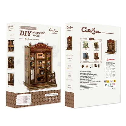 CUTEBEE DIY Book Nook Kit – The Drama Bookshop Wooden Shelf Insert (CWGC206-Y)