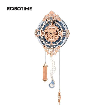 Handmade Romantic Note Wall Clock – Mechanical Gear 3D Wooden Puzzle Clock LC701