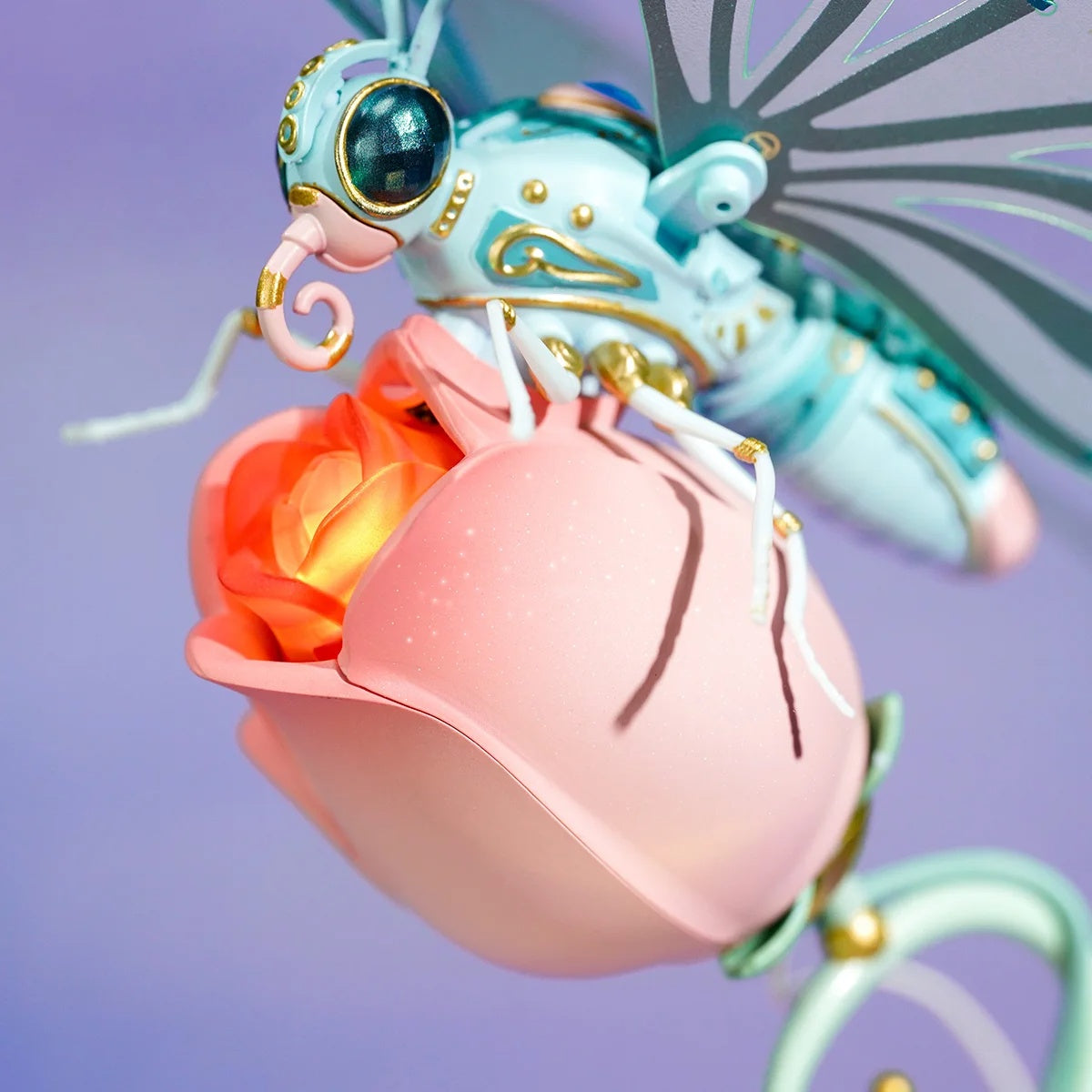 Robotime ROKR Mechanical Butterfly 3D Puzzle – Bionic Wings & Golden Lighting Rose | Unique Gift for Kids & Adults