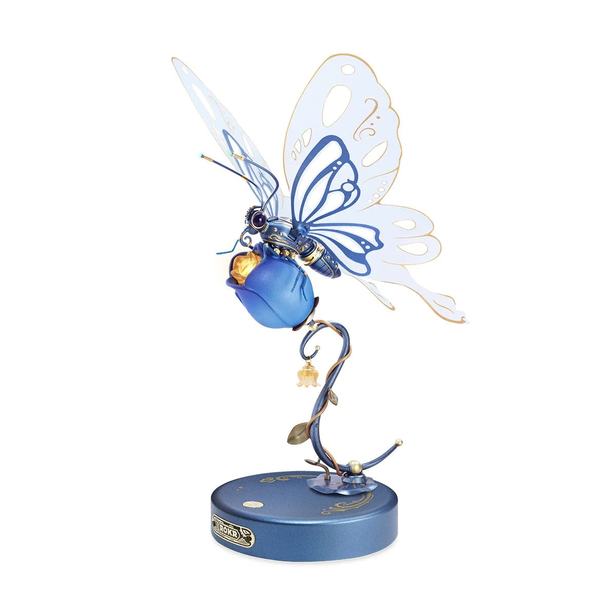 Robotime ROKR Mechanical Butterfly 3D Puzzle – Bionic Wings & Golden Lighting Rose | Unique Gift for Kids & Adults