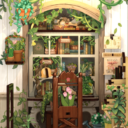 CUTEBEE DIY Book Nook Kit – Green Life Bookshop Wooden Shelf Insert (CWGC203-Y)