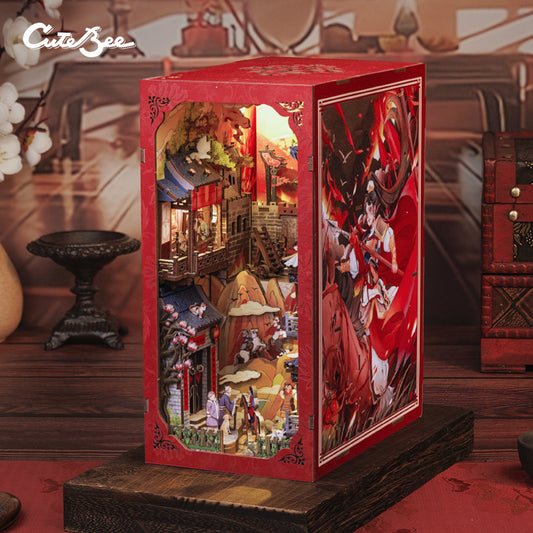 CUTEBEE DIY Book Nook Kit – The Legend of Mulan Wooden Shelf Insert (EK02B-Y)