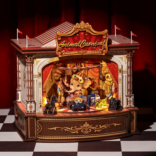 CUTEBEE DIY Wooden Music Box – Animal Carnival Mechanical Model Kit (TTCB501-Y)