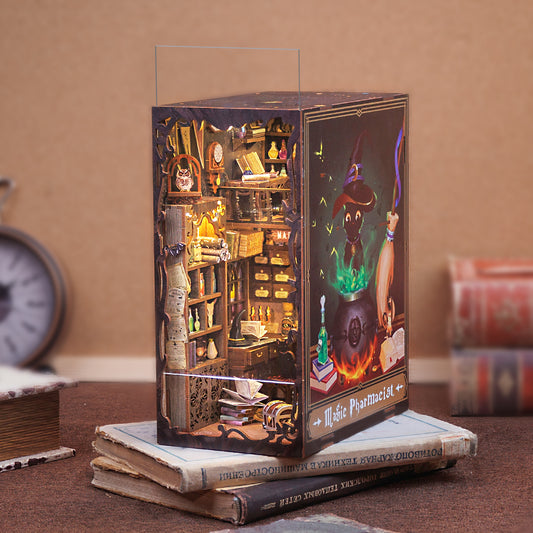 CUTEBEE DIY Book Nook Kit – Magic Pharmacist Wooden Shelf Insert (SZ05B-Y)