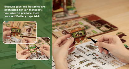 CUTEBEE DIY Book Nook Kit – Green Life Bookshop Wooden Shelf Insert (CWGC203-Y)