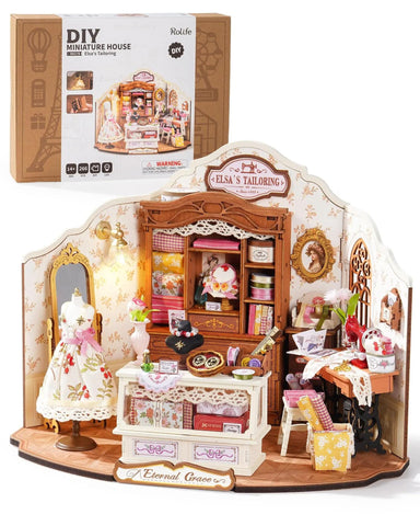 Elsa’s Tailoring DIY Miniature House Kit Vintage Craft Room Decor DG178