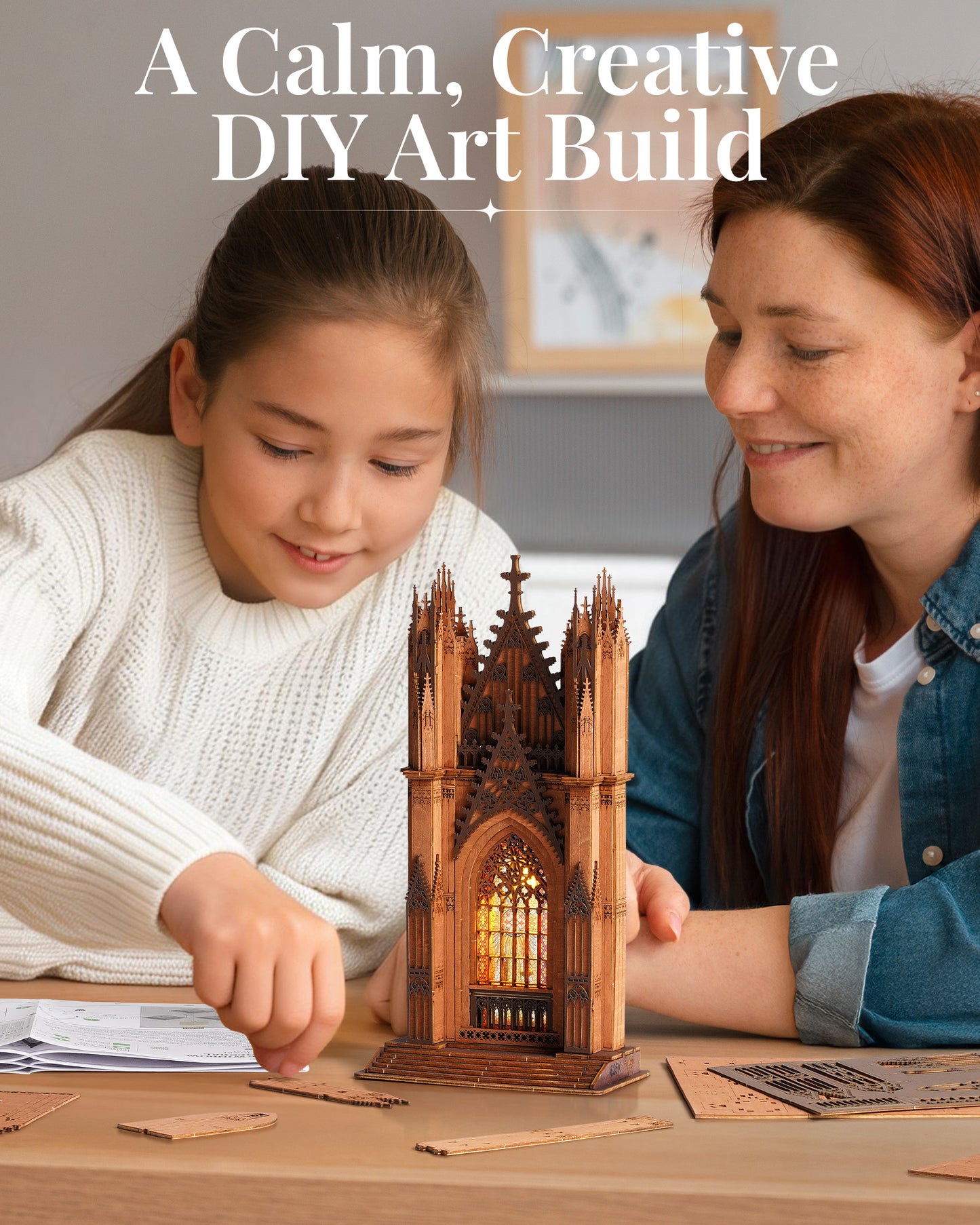 Rolife Twin-Tower Cathedral 3D Wooden Puzzle Kit (TGA01)