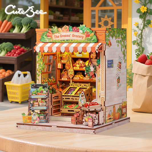 CUTEBEE DIY Miniature House Kit – The Green’s Grocery Store Wooden Dollhouse Model (CWGC213)