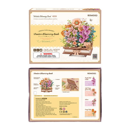 Rowood Wooden Blooming Book DIY Flower Bouquet 3D Puzzle TW04H