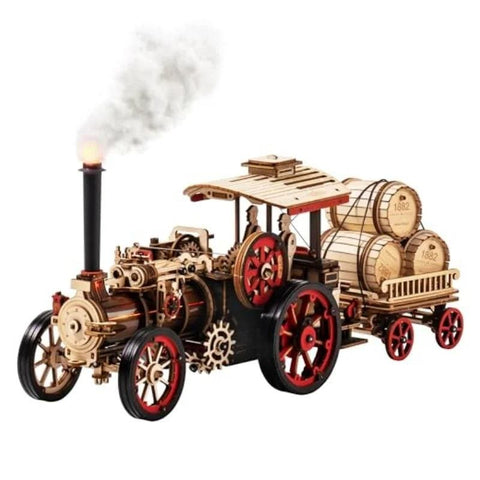 Rokr Steam Engine 3D Wooden Puzzle Kit – Mechanical Locomotive Model, DIY 19th-Century Train Assembly