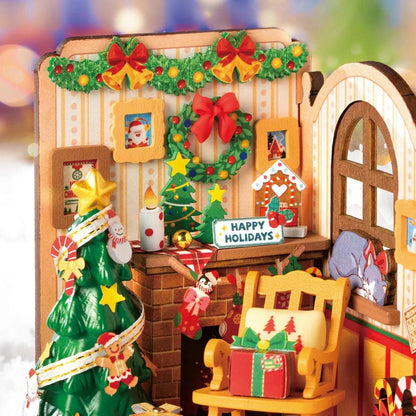 ROKR Rolife Christmas Fireplace Miniature House 3D Wooden Puzzle DS041