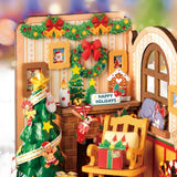 Rolife Christmas Fireplace DIY Miniature House Kit – 73-Piece Wooden Miniature DS041 Gift set