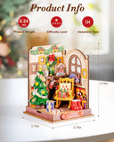 Rolife Christmas Fireplace DIY Miniature House Kit – 73-Piece Wooden Miniature DS041 Gift set