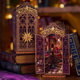 DIY Wizard Room Book Nook Kit – Magical Bookshelf Insert with LED Lights TGB14