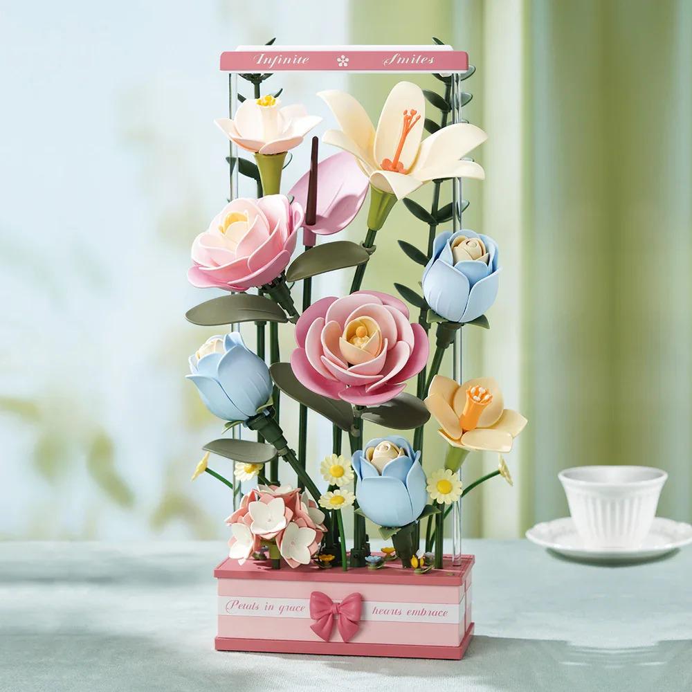 ROKR Blooming Bouquet 3D Puzzle DIY LED Flower Arrangement Model Kit AF01D
