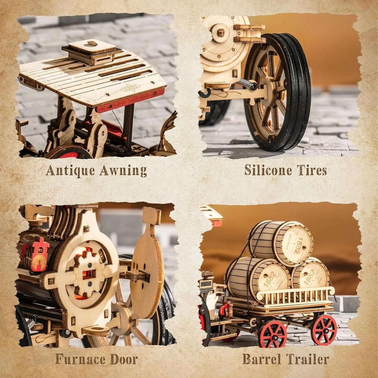 ROKR Steam Engine Mechanical Locomotive 3D Wooden Puzzle LKA01