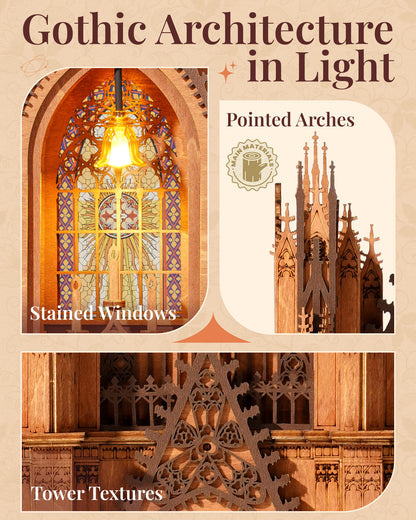Rolife Twin-Tower Cathedral 3D Wooden Puzzle Kit (TGA01)