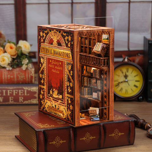 CUTEBEE DIY Book Nook Kit – Eternal Bookstore Wooden Shelf Insert (YS05B-Y)