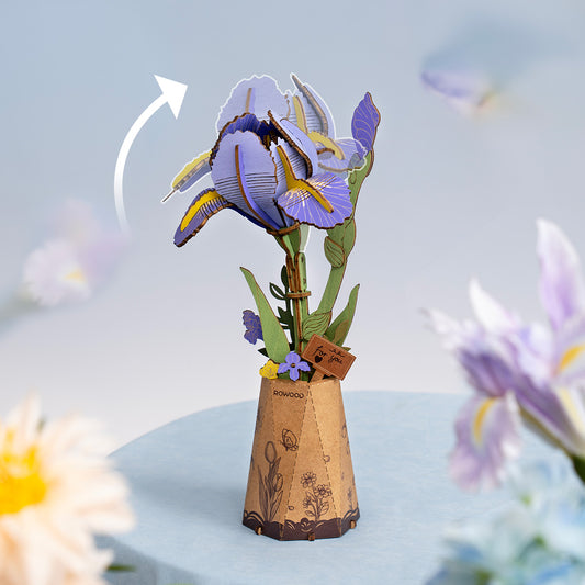 Rowood Purple Iris DIY Flower 3D Wooden Puzzle TW121