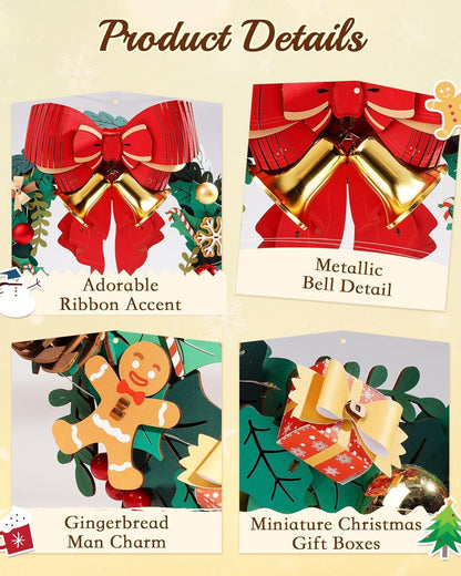 ROKR Christmas Wreath 3D Wooden Puzzle Holiday Ornament TGL04