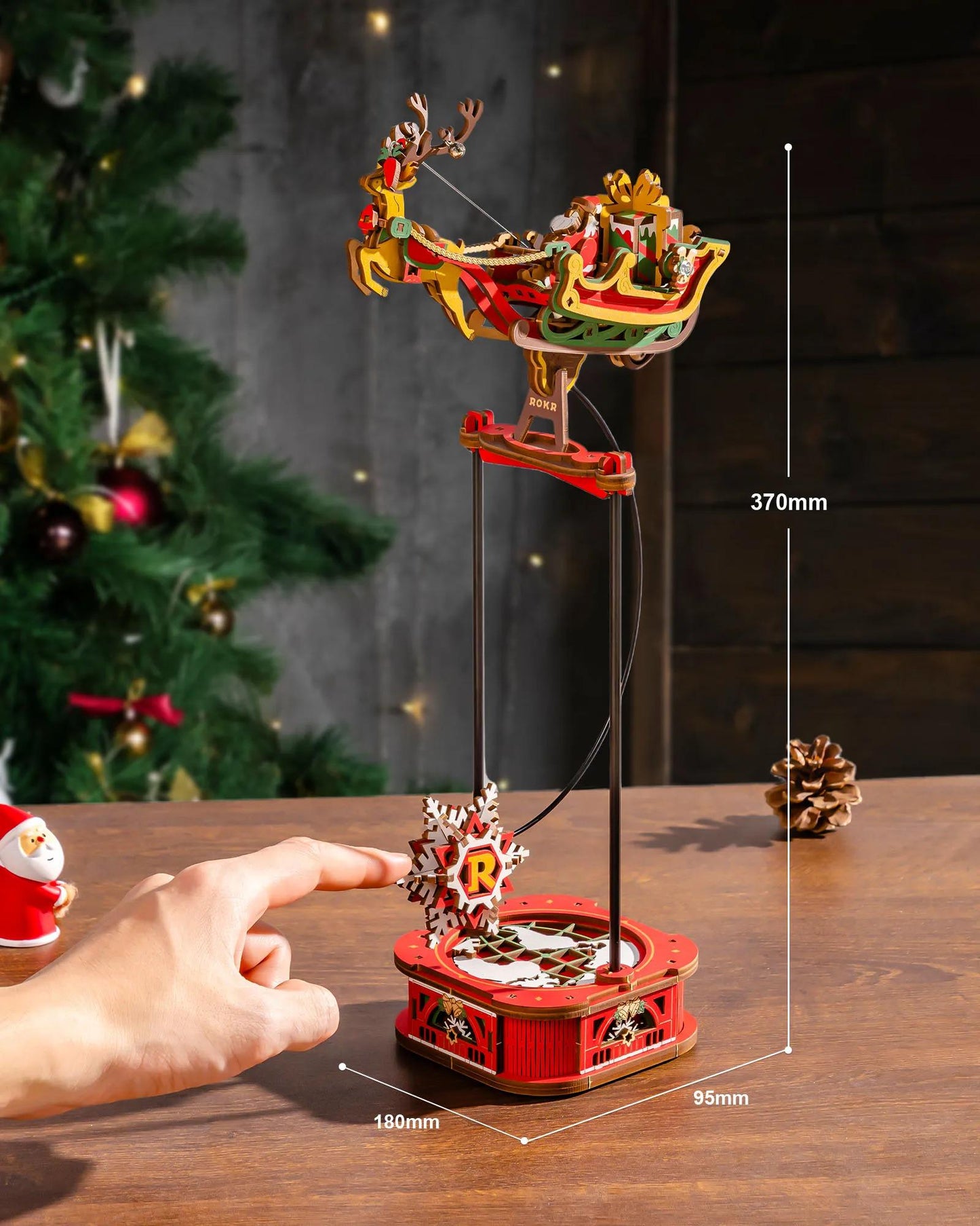 ROKR Santa on Sleigh 3D Wooden Puzzle Pendulum Model MCD05