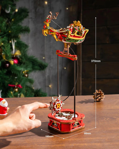 ROKR Santa on Sleigh 3D Wooden Puzzle – DIY Pendulum Balance Christmas Gift MCD05