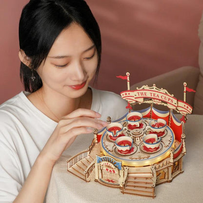 ROKR Tilt-A-Whirl 3D Wooden Music Box Puzzle EA04