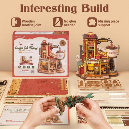 ROKR Dream Gift Factory Model DIY Kit- 3D Wooden Music Box Puzzle Gift