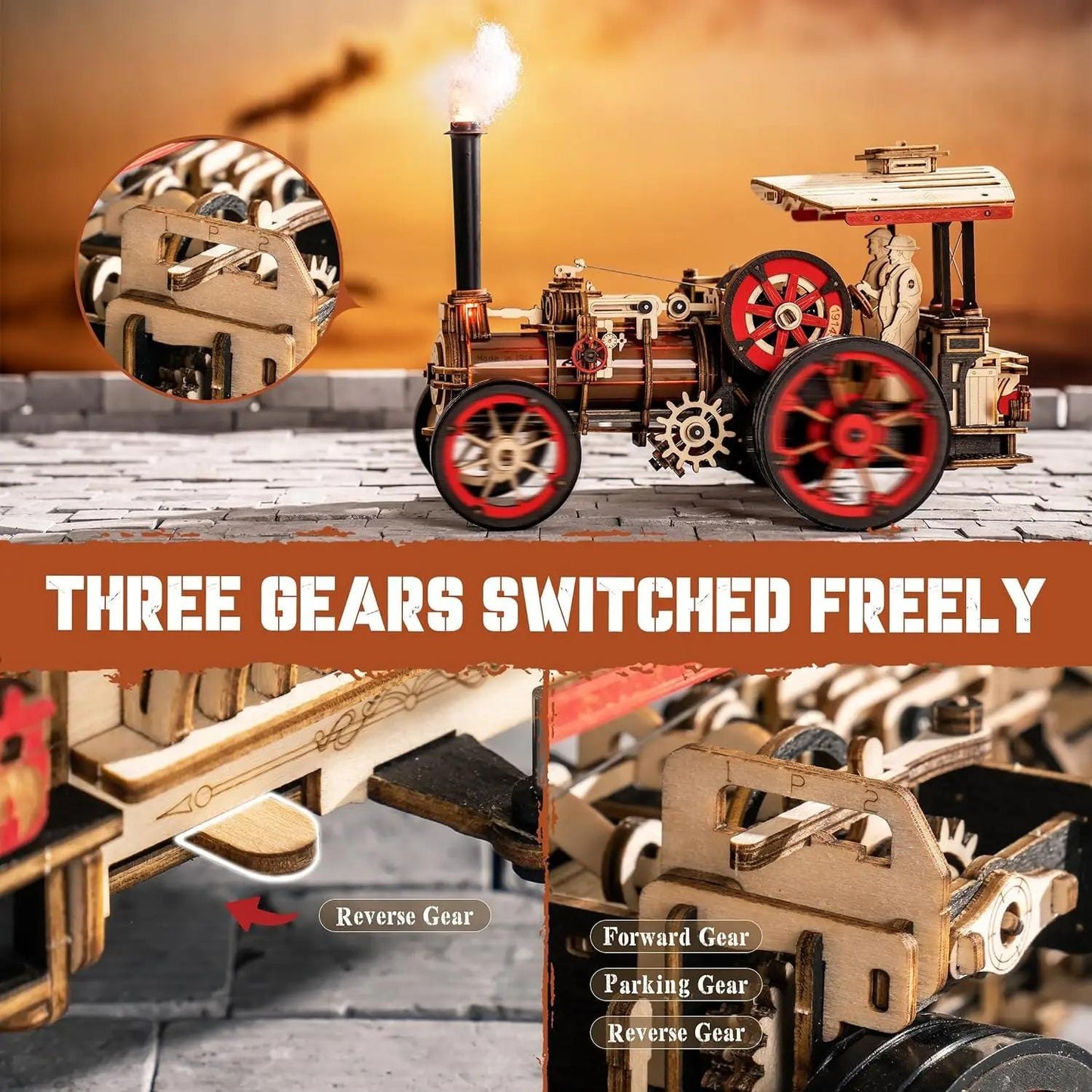 ROKR Steam Engine Mechanical Locomotive 3D Wooden Puzzle LKA01